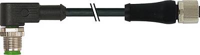 7000-P4846-5690300 M12 Power L-cod. female 0° / M12 A-cod. male 90° PUR 4x0.75 bk UL/CSA+drag ch. 3m - 1