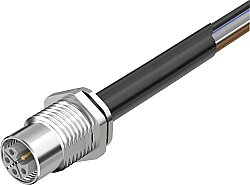 7000-P4997-P341000 M12 Power female recept. L-cod. rear PUR 5x2.5 bk UL/CSA+drag ch. 10m