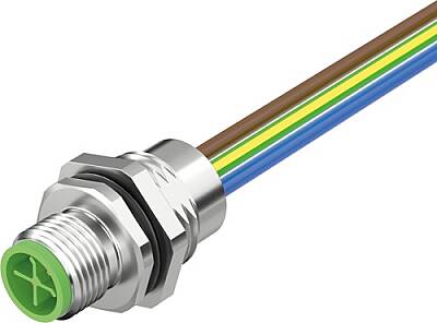 7000-P6282-9450100 M12 Power male recept. S-cod. front incl. nut PUR-wires 4x1.5 1m - 1
