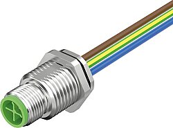 7000-P6285-9450100 M12 Power S-cod. 4pol. male recept. rear mount wires PUR 4x1.5 1m