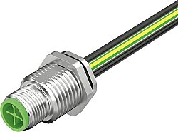 7000-P6285-9960020 M12 Power male recept. S-cod. rear PE-X-wires 4x2.5 UL 0,2m