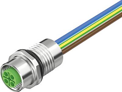 7000-P6291-9450050 M12 Power female recept. S-cod. front PUR-wires 4x1.5 0.5m - 1