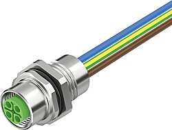 7000-P6292-9450100 M12 Power female recept. S-cod. front incl. nut PUR-wires 4x1.5 1m