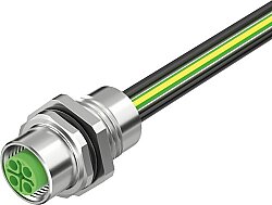7000-P6292-9960020 M12 Power female recept. S-cod. front incl. nut PE-X-wires 4x2.5 UL 0,2m