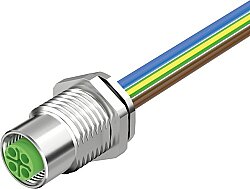 7000-P6295-9450100 M12 Power female recept. S-cod. rear PUR-wires 4x1.5 1m
