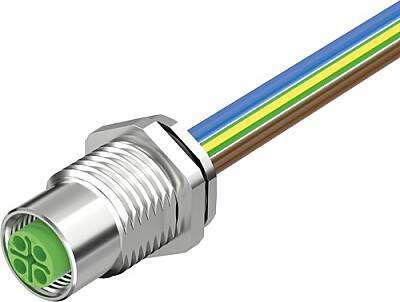 7000-P6295-9450100 M12 Power female recept. S-cod. rear PUR-wires 4x1.5 1m - 1