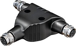 7000-P6901-0000000 T-Coupler M12 Power male S-cod. / 2x female S-cod. 4-pol.