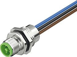 7000-P7282-9970050 M12 Power male recept. T-cod. front incl. Nut PE-X-wires 4x2.5 UL 0,5m