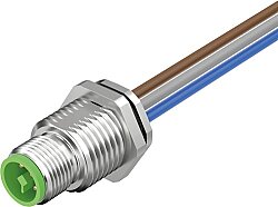 7000-P7285-9440100 M12 Power male recept. T-cod. rear wires PUR 4x1.5 1m