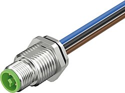 7000-P7285-9970050 M12 Power male recept. T-cod. rear PE-X-wires 4x2.5 UL 0,5m
