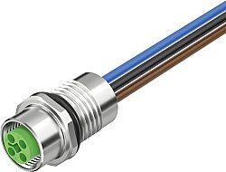 7000-P7291-9970050 M12 Power female recept. T-cod. front PE-X-wires 4x2.5 UL 0,5m