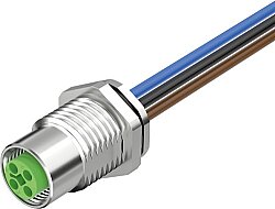 7000-P7295-9440100 M12 Power female recept. T-cod. rear wires PUR 4x1.5 1m