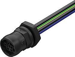 7000-P8191-P960100 MQ15 female recept. front 600V AC type 3 PE-X-wires 6x2.5 UL 1m