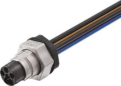 7000-P8281-P810100 MQ15-X-Power male receptacle shielded front mount wires PVC 4x1.5 1,0m - 1