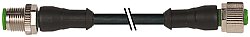 7001-40001-6330060 M12 male 0° / M12 female 0° A-cod. PUR 3x0.34 bk UL/CSA+drag ch. 0.6m