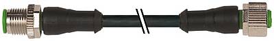 7001-40001-6330060 M12 male 0° / M12 female 0° A-cod. PUR 3x0.34 bk UL/CSA+drag ch. 0.6m - 1