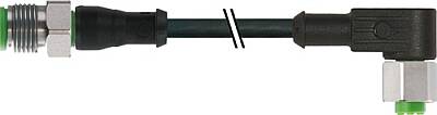 7002-40101-6130450 M12 male 0° / M12 female 90° A-cod. V2A PVC 3x0.34 bk UL/CSA 4.5m - 1