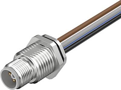 7002-P4285-9800050 M12 Power L-cod. 5pol. male recept. rear mount V2A wires PUR 5x1.5 0,5m - 1