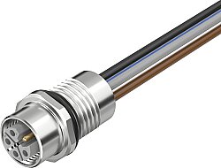 7002-P4291-9800050 M12 Power female recept. L-cod. front V2A PUR-wires 5x1.5 0.5m