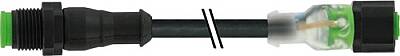 7003-40049-8280060 M12 male 0° / M12 female 0° A-cod. 3LED V2A FEP 5xAWG22 bk 0.6m - 1