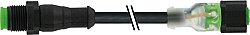 7003-40049-8280100 M12 male 0° / M12 female 0° A-cod. 3LED V2A FEP 5xAWG22 bk 1m