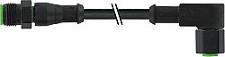 7003-40128-8280030 M12 male 0° / M12 female 90° A-cod. V2A FEP 5xAWG22 bk 0.3m