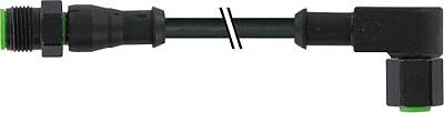 7003-40128-8280030 M12 male 0° / M12 female 90° A-cod. V2A FEP 5xAWG22 bk 0.3m - 1