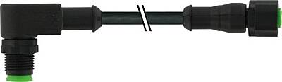 7003-40208-8280150 M12 male 90° / M12 female 0° A-cod. V2A FEP 5xAWG22 bk 1.5m - 1