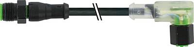 7003-40348-8280100 M12 male 0° / M12 female 90° A-cod. 3LED V2A FEP 5xAWG22 bk 1m - 1