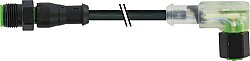 7003-40348-8280200 M12 male 0° / M12 female 90° A-cod. 3LED V2A FEP 5xAWG22 bk 2m