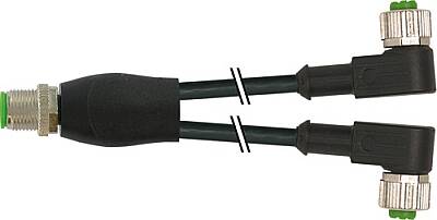 7004-40741-6130030 Y-Distributor M12 male / M12 female 90° A-cod. V4A PVC 3x0.34 bk UL/CSA 0.3m - 1
