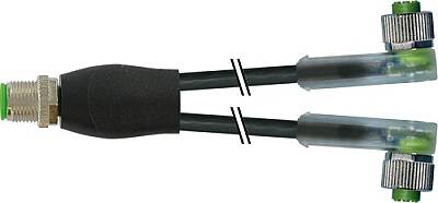 7004-40781-6330030 Y-Distributor M12 male/M12 female 90°A-cod LED V4A PUR 3x0.34 bk UL/CSA+drag ch. 0.3m - 1