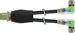 7004-40861-6300100 Y-Distributor M12 male/M8 female 90° A-cod LED V4A PUR 3x0.25 bk UL/CSA+drag ch. 1m