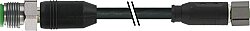 7004-43301-6400150 M12 male 0° / M8 female 0° A-cod. shielded V4A PUR 3x0.34 shielded bk UL/CSA+drag ch. 1.5m