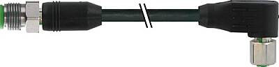 7004-53321-7030040 M12 male 0° / M12 female 90° A-cod. shielded V4A PVC 12x0.14 shielded bk 0.4m - 1
