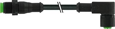 7005-40121-6140400 M12 male 0° / M12 female 90° A-cod. Lite PVC 4x0.34 bk UL/CSA 4m - 1