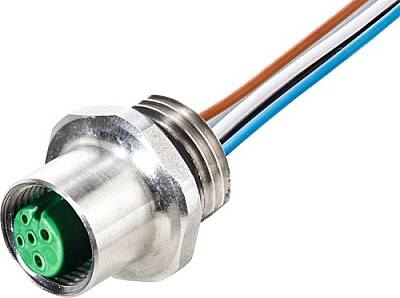 7014-13541-9710020 M12 female recept. A-cod. front F&B PUR-wires 4x0.34 0.2m - 1