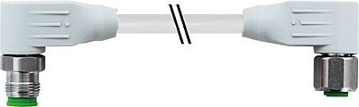 7014-46061-5220060 M12 male 90° / M12 female 90° A-cod. shielded F&B PVC 0.5+0.25 shielded gy 0.6m - 1