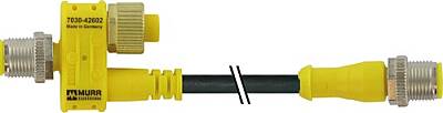 7030-42603-0000000 T-Coupler M12 male/ M12 male w.cable+female A-cod. 2-pol. / 4-pol. + 8-pol. - 1