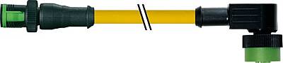 7050-40121-0140100 MQ12 male 0° / MQ12 female 90° A-cod. PVC 4x0.34 ye UL/CSA 1m - 1