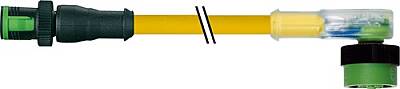 7050-40341-0140150 MQ12 male 0° / MQ12 female 90° A-cod. LED PVC 4x0.34 ye UL/CSA 1.5m - 1