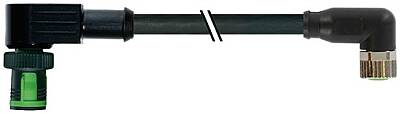 7050-40681-6300200 MQ12 male 90° / M8 female 90° A-cod. PUR 3x0.25 bk UL/CSA+drag ch. 2m - 1