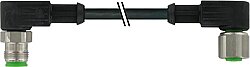 7072-40261-7370150 M12 Xtreme male 90° / M12 female 90° A-cod. PUR 4x0.5 bk UL/CSA+drag ch. 1.5m