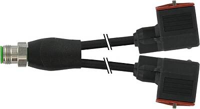 7072-42401-6360100 Y-Distributor M12 Xtreme / MSUD valve plug A-18mm PUR 3x0.75 bk UL/CSA+drag ch. 1m - 1