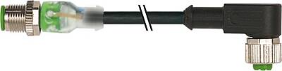 7356-40132-6540500 M12 male 0° LED / M12 female 90° PUR 4x0.34 bk UL/CSA+robot+drag chain 5m - 1