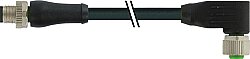 7356-P4811-4440100 M12 Power L-cod. male 0° / M12 A-cod. female 90° PUR 2x1.5 bk UL/CSA+drag chain 1m