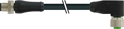 7356-P4811-4440100 M12 Power L-cod. male 0° / M12 A-cod. female 90° PUR 2x1.5 bk UL/CSA+drag chain 1m - 1