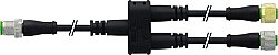 7356-X0017-6340060 T-coupler M12 M 0° / 2x M12 F 0° with cable PUR 4x0.34 bk UL/CSA+drag chain 0.6m