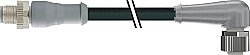 7358-40101-6530100 M12 male 0° / M12 female 90° IO-Link PUR 3x0.34 bk UL/CSA+robot+drag ch. 1m