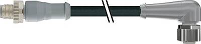 7358-40101-6530500 M12 male 0° / M12 female 90° IO-Link PUR 3x0.34 bk UL/CSA+robot+drag ch. 5m - 1